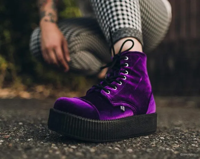 TUK Shoes Boots Women Violet Velvet Vegan Viva Mondo Boots TUK Shoes Boots Women Violet Velvet Vegan Viva Mondo Boots