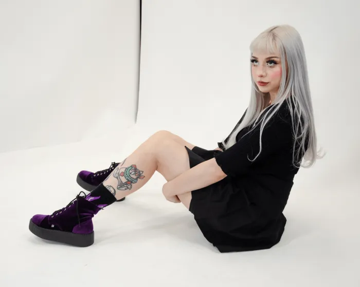 TUK Shoes Boots Women Violet Velvet Vegan Viva Mondo Boots TUK Shoes Boots Women Violet Velvet Vegan Viva Mondo Boots