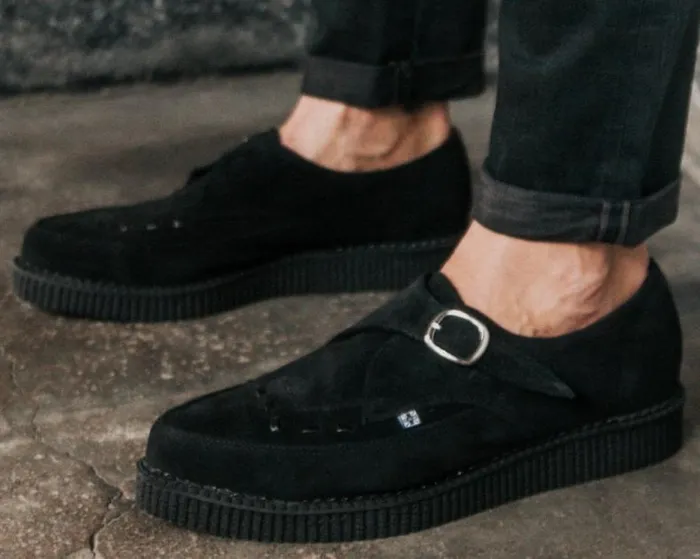 TUK Shoes Dress Shoes Men Suede Pointed Buckle Creeper