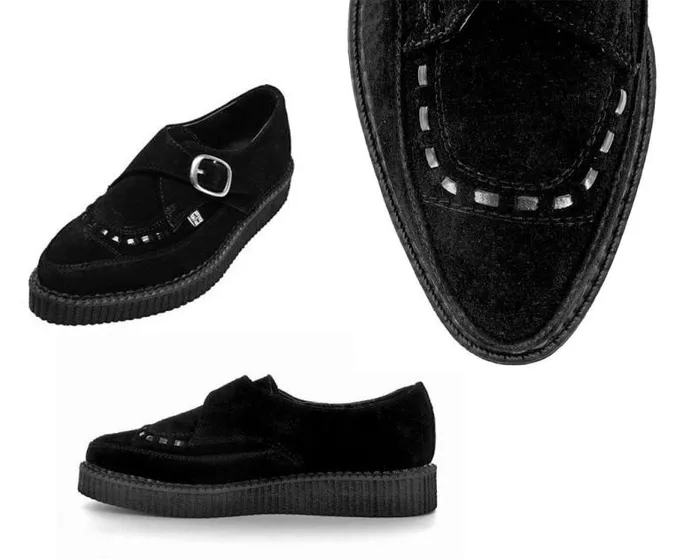 TUK Shoes Dress Shoes Men Suede Pointed Buckle Creeper