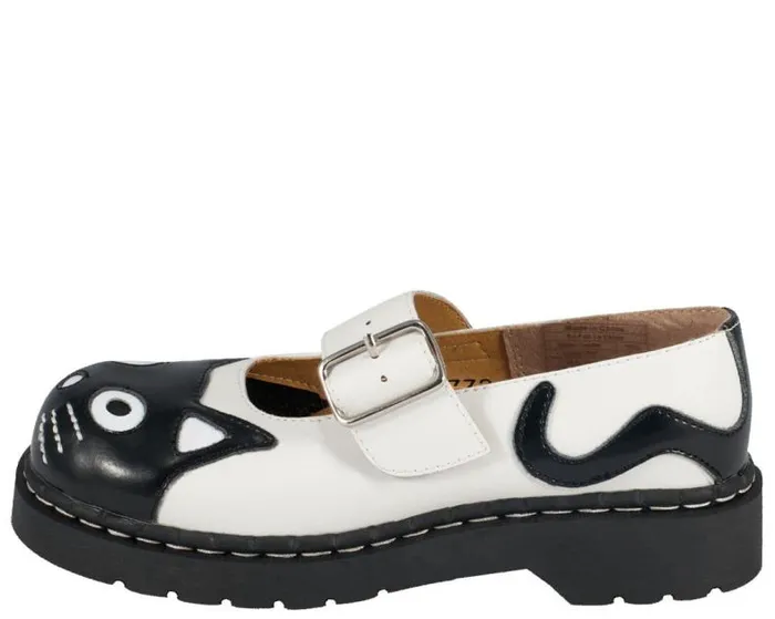 TUK Shoes Kitty Styles Women White And Black Kitty Mary Jane TUK Shoes Kitty Styles Women White And Black Kitty Mary Jane