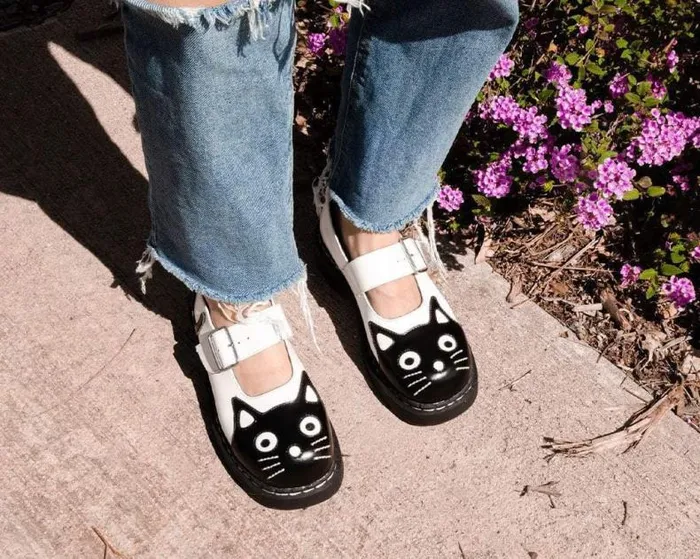 TUK Shoes Kitty Styles Women White And Black Kitty Mary Jane TUK Shoes Kitty Styles Women White And Black Kitty Mary Jane