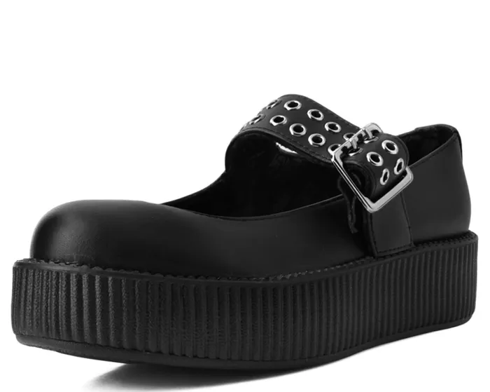 TUK Shoes Mary Janes Women Black Eyelet TUKskin Vegan Mary Jane Viva Mondo Creepers