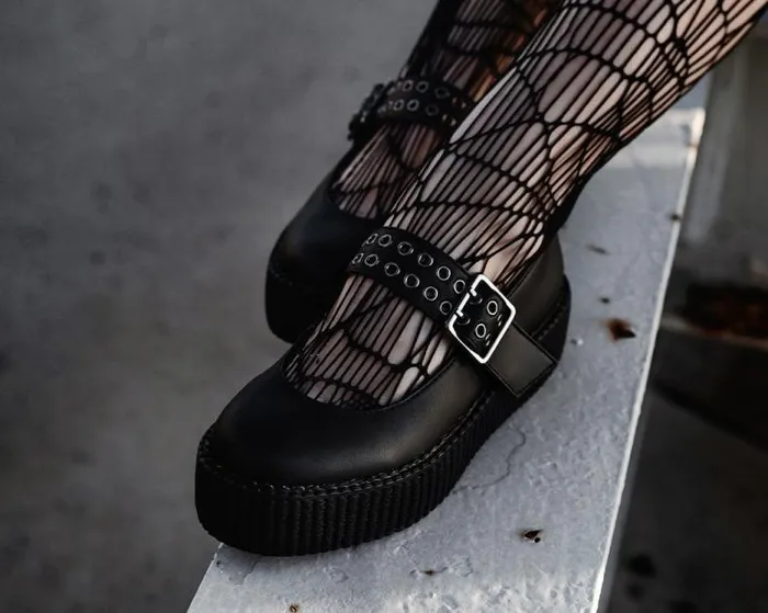 TUK Shoes Mary Janes Women Black Eyelet TUKskin Vegan Mary Jane Viva Mondo Creepers TUK Shoes Mary Janes Women Black Eyelet TUKskin Vegan Mary Jane Viva Mondo Creepers