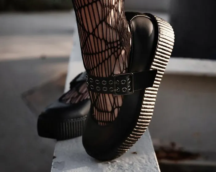 TUK Shoes Mary Janes Women Black Eyelet TUKskin Vegan Mary Jane Viva Mondo Creepers TUK Shoes Mary Janes Women Black Eyelet TUKskin Vegan Mary Jane Viva Mondo Creepers
