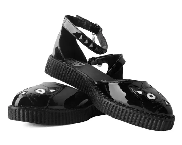 TUK Shoes Mary Janes Women Black TUKskin Pointed Kitty Face Sandal TUK Shoes Mary Janes Women Black TUKskin Pointed Kitty Face Sandal