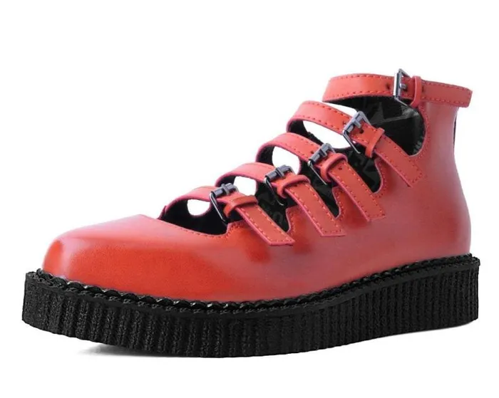 TUK Shoes Mary Janes Women Rust Burnished TUKskin MultiStrap Pointed Mary Jane