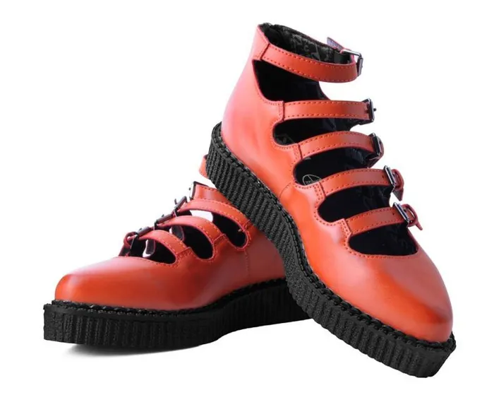 TUK Shoes Mary Janes Women Rust Burnished TUKskin MultiStrap Pointed Mary Jane