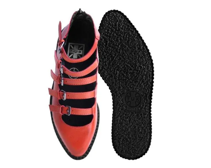 TUK Shoes Mary Janes Women Rust Burnished TUKskin MultiStrap Pointed Mary Jane