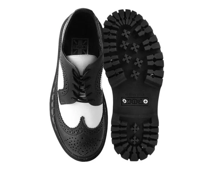 TUK Shoes Platforms Women Black and White Double Decker Brogue TUK Shoes Platforms Women Black and White Double Decker Brogue