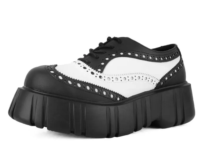 TUK Shoes Platforms Women Black and White TUKskin Anarchic Airship Brogue