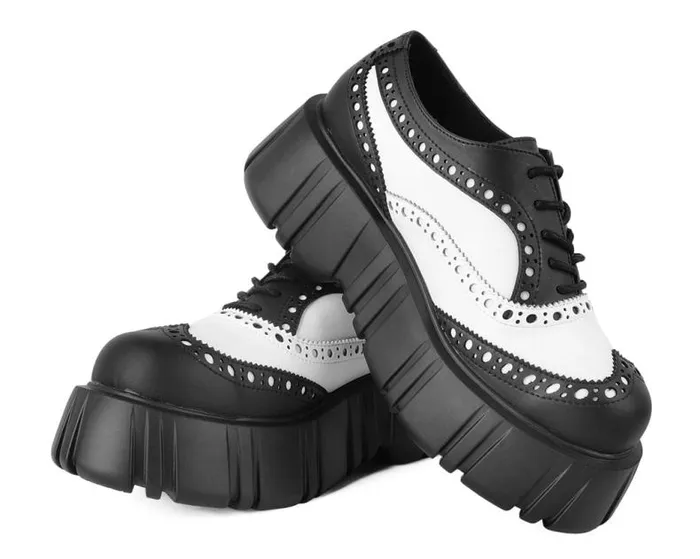 TUK Shoes Platforms Women Black and White TUKskin Anarchic Airship Brogue TUK Shoes Platforms Women Black and White TUKskin Anarchic Airship Brogue