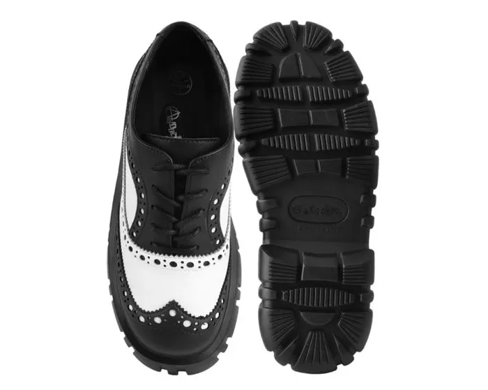 TUK Shoes Platforms Women Black and White TUKskin Anarchic Airship Brogue TUK Shoes Platforms Women Black and White TUKskin Anarchic Airship Brogue
