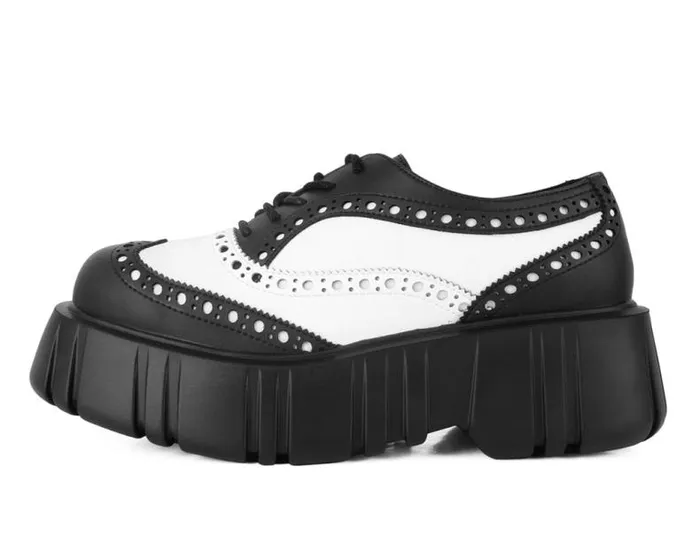 TUK Shoes Platforms Women Black and White TUKskin Anarchic Airship Brogue TUK Shoes Platforms Women Black and White TUKskin Anarchic Airship Brogue