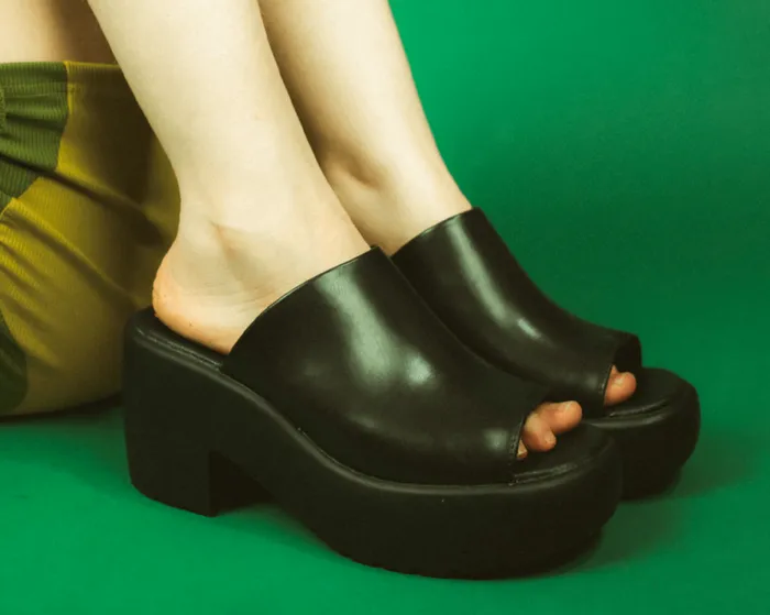 TUK Shoes Platforms Women Black Bubble Mule Heel TUK Shoes Platforms Women Black Bubble Mule Heel