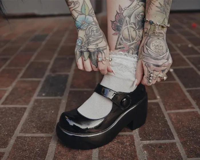 TUK Shoes Platforms Women Black Liquid Bubble Mary Jane Platform