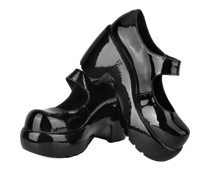 TUK Shoes Platforms Women Black Liquid Bubble Mary Jane Platform