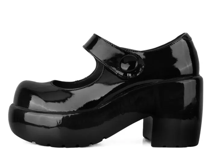 TUK Shoes Platforms Women Black Liquid Bubble Mary Jane Platform