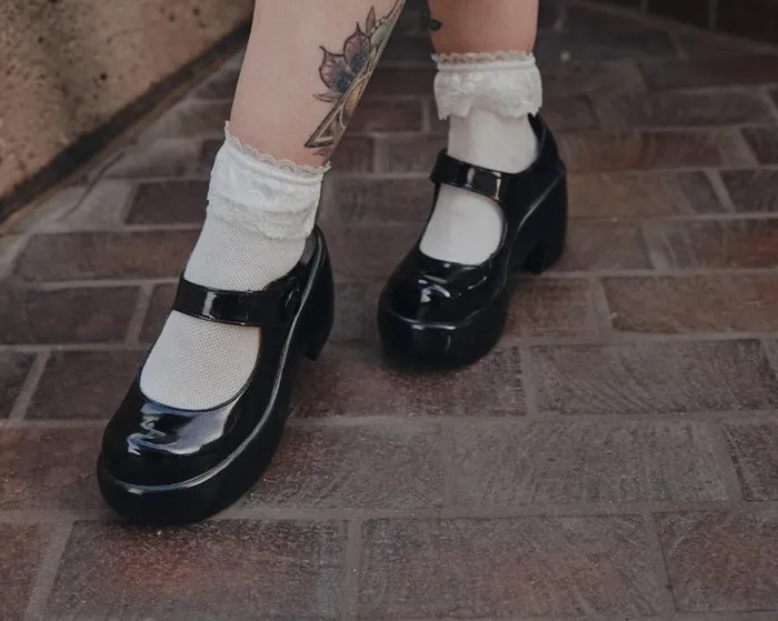 TUK Shoes Platforms Women Black Liquid Bubble Mary Jane Platform
