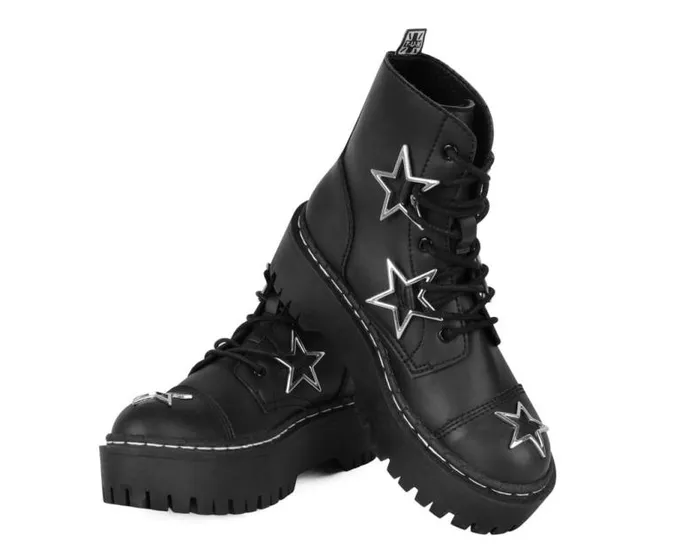 TUK Shoes Platforms Women Black Star 7Eye Double Decker Boot TUK Shoes Platforms Women Black Star 7Eye Double Decker Boot