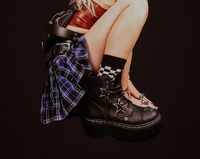 TUK Shoes Platforms Women Black Star 7Eye Double Decker Boot TUK Shoes Platforms Women Black Star 7Eye Double Decker Boot