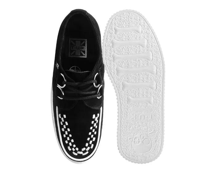 TUK Shoes Platforms Women Black Suede White Interlace Stratocreeper TUK Shoes Platforms Women Black Suede White Interlace Stratocreeper