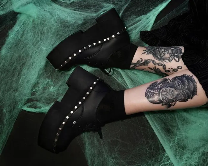 TUK Shoes Platforms Women Black TUKskin Dino Flat Platform TUK Shoes Platforms Women Black TUKskin Dino Flat Platform