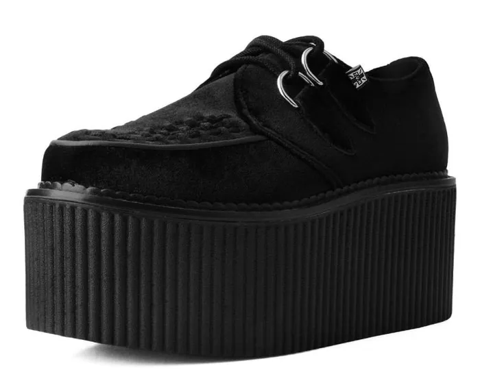 TUK Shoes Platforms Women Black Velvet Stratocreeper