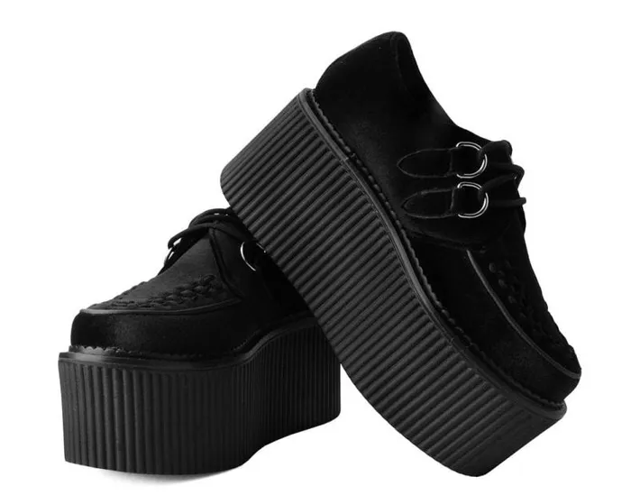 TUK Shoes Platforms Women Black Velvet Stratocreeper TUK Shoes Platforms Women Black Velvet Stratocreeper