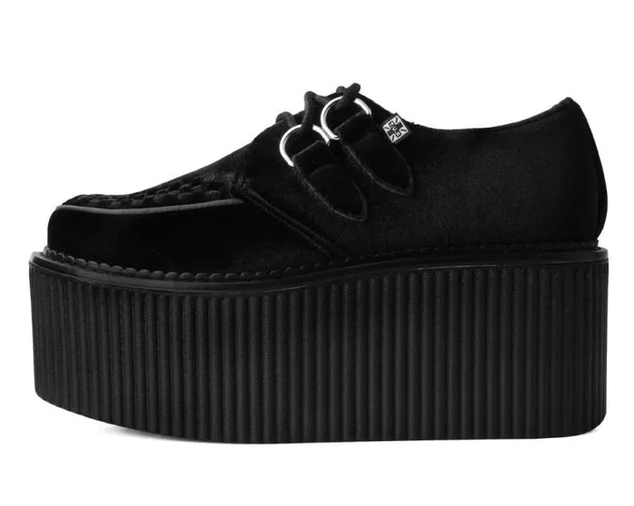 TUK Shoes Platforms Women Black Velvet Stratocreeper TUK Shoes Platforms Women Black Velvet Stratocreeper