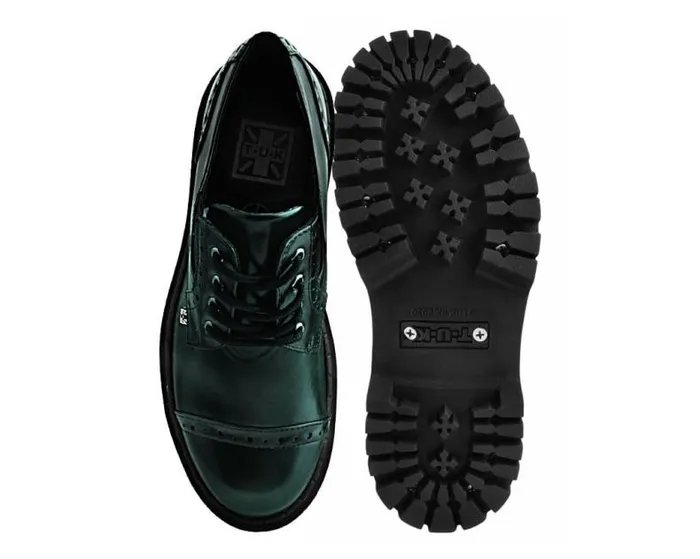 TUK Shoes Platforms Women Green RubOff Double Decker Brogue TUK Shoes Platforms Women Green RubOff Double Decker Brogue