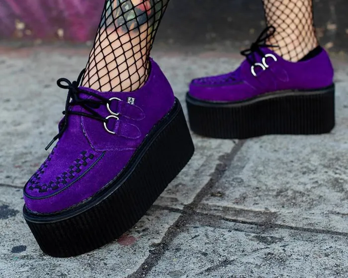 TUK Shoes Platforms Women Purple Suede Classic Stratocreeper TUK Shoes Platforms Women Purple Suede Classic Stratocreeper