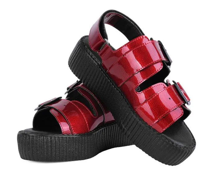 TUK Shoes Platforms Women Red Patent 2Buckle Sandal TUK Shoes Platforms Women Red Patent 2Buckle Sandal
