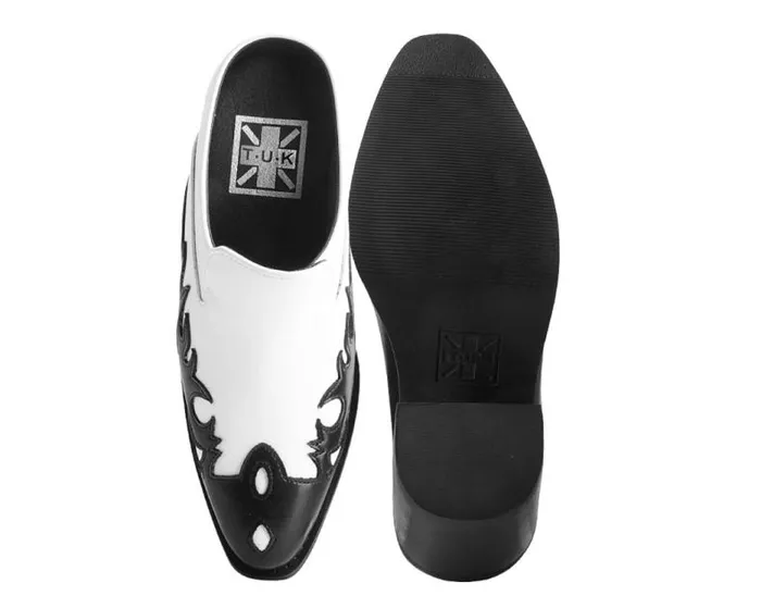 TUK Shoes Sandals Women Black and White Flame Western Mule TUK Shoes Sandals Women Black and White Flame Western Mule