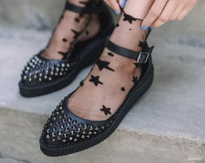 TUK Shoes Sandals Women Black TUKskin Pointed Spike Studded Ankle Strap Sandals TUK Shoes Sandals Women Black TUKskin Pointed Spike Studded Ankle Strap Sandals