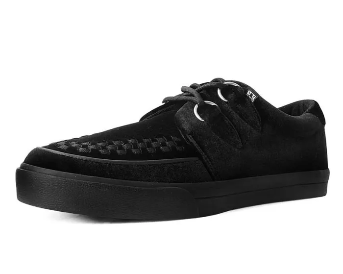 TUK Shoes Sneakers Men Black Velvet DRing Interlace Sneaker