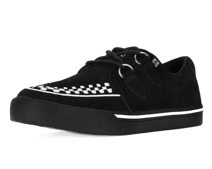 TUK Shoes Sneakers Women Black Suede White Interlace Sneaker