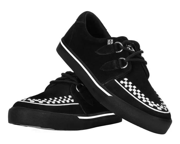 TUK Shoes Sneakers Women Black Suede White Interlace Sneaker