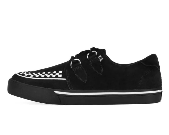 TUK Shoes Sneakers Women Black Suede White Interlace Sneaker