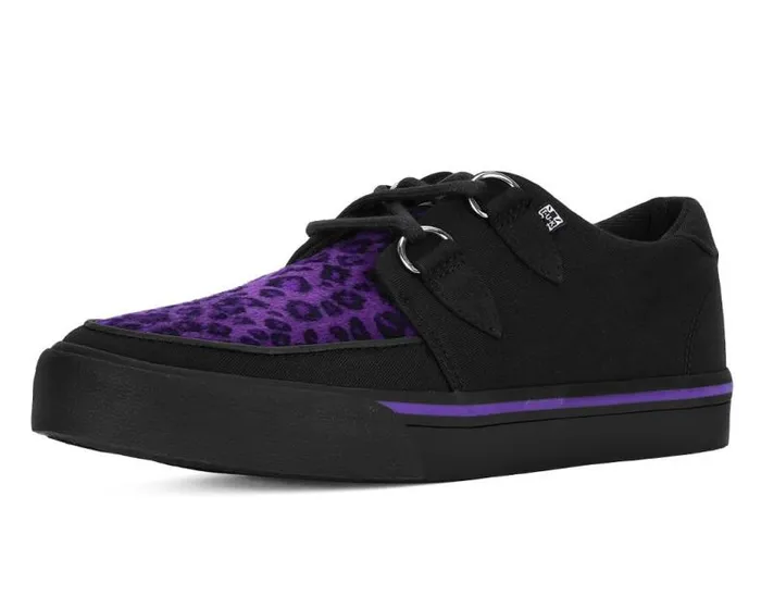 TUK Shoes Vegan Men Black and Purple Leopard DRing Sneaker