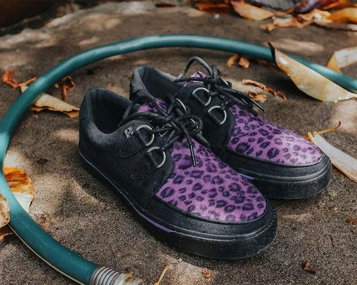 TUK Shoes Vegan Men Black and Purple Leopard DRing Sneaker TUK Shoes Vegan Men Black and Purple Leopard DRing Sneaker
