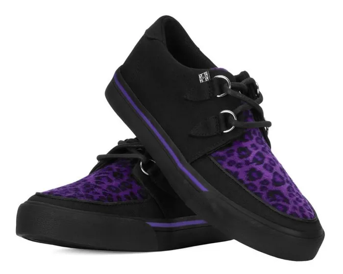 TUK Shoes Vegan Men Black and Purple Leopard DRing Sneaker TUK Shoes Vegan Men Black and Purple Leopard DRing Sneaker