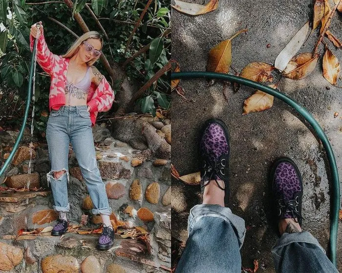 TUK Shoes Vegan Men Black and Purple Leopard DRing Sneaker TUK Shoes Vegan Men Black and Purple Leopard DRing Sneaker
