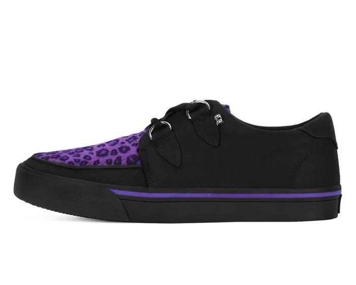 TUK Shoes Vegan Men Black and Purple Leopard DRing Sneaker TUK Shoes Vegan Men Black and Purple Leopard DRing Sneaker