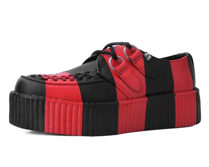 TUK Shoes Vegan Men Black and Red Striped Viva Mondo Creeper