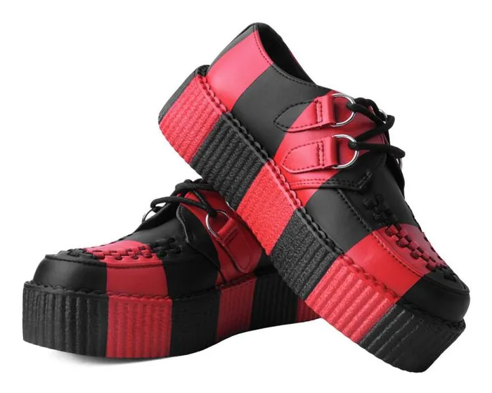 TUK Shoes Vegan Men Black and Red Striped Viva Mondo Creeper TUK Shoes Vegan Men Black and Red Striped Viva Mondo Creeper