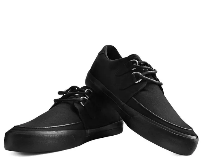TUK Shoes Vegan Men Black Basic Twill DRing Vegan Sneakers TUK Shoes Vegan Men Black Basic Twill DRing Vegan Sneakers