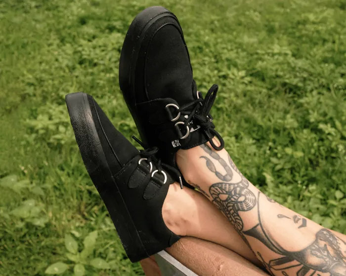 TUK Shoes Vegan Men Black Basic Twill DRing Vegan Sneakers TUK Shoes Vegan Men Black Basic Twill DRing Vegan Sneakers
