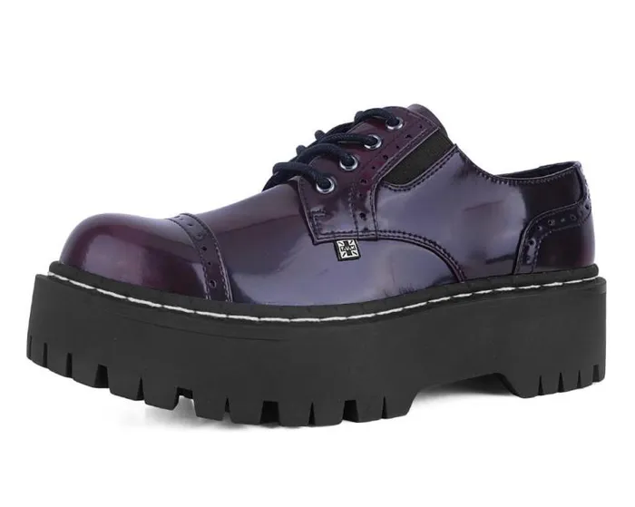 TUK Shoes Vegan Men Burgundy RubOff Double Decker Brogue
