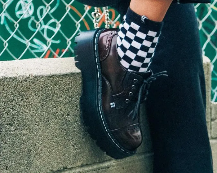 TUK Shoes Vegan Men Burgundy RubOff Double Decker Brogue TUK Shoes Vegan Men Burgundy RubOff Double Decker Brogue